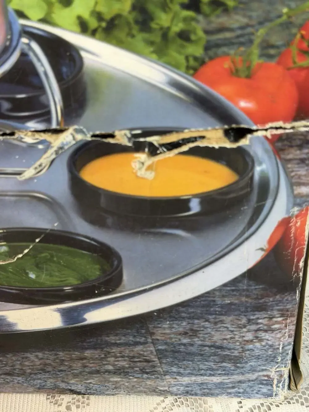 NIB Rotating Hoffritz Deluxe 18/10 Stainless Steel Fondue Set w/6 Forks  #402067